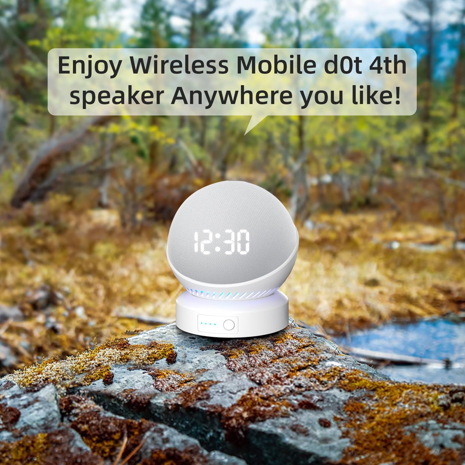 Battery Base for D0/t 4th & 5th Generation Portable D0/t 5TH Gen and Google Nest WiFi Battery Base Stand, Not Including The Speaker (White)