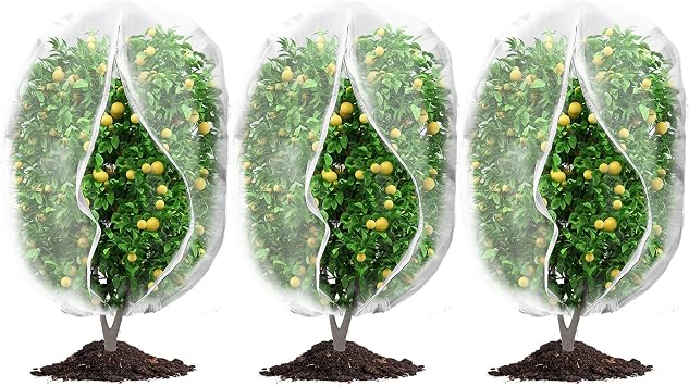 3Pcs Plant Covers from Insects, Bird Netting Barrier for Blueberry Bushes with Drawstring Zipper Mesh Garden Netting Fruit Tree Bags Plants Net Cage for Protect Tomato Vegetable Citrus, 3.35Ft