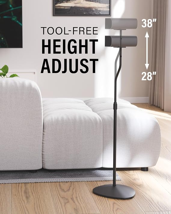 SANUS Speaker Stands Pair for Satellite & Bookshelf Speakers up to 3.5lbs 10 Height Adjustment Includes L-Shaped Bracket & Keyhole Adapter for Compatibility Easy DIY Assembly
