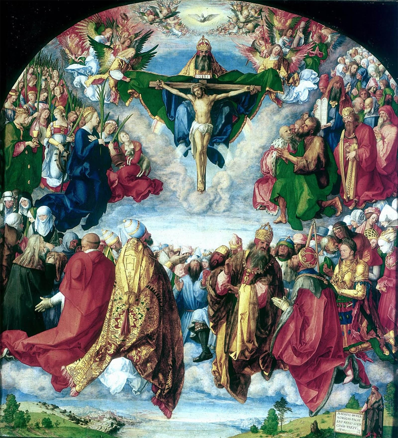 POSTERIIk Famous Modern Artwork Art Mural the Adoration of Thethe Landauer Altarpiece by Albrecht Dürer Oil Paintings Pictures for Home Decor 60x90cm