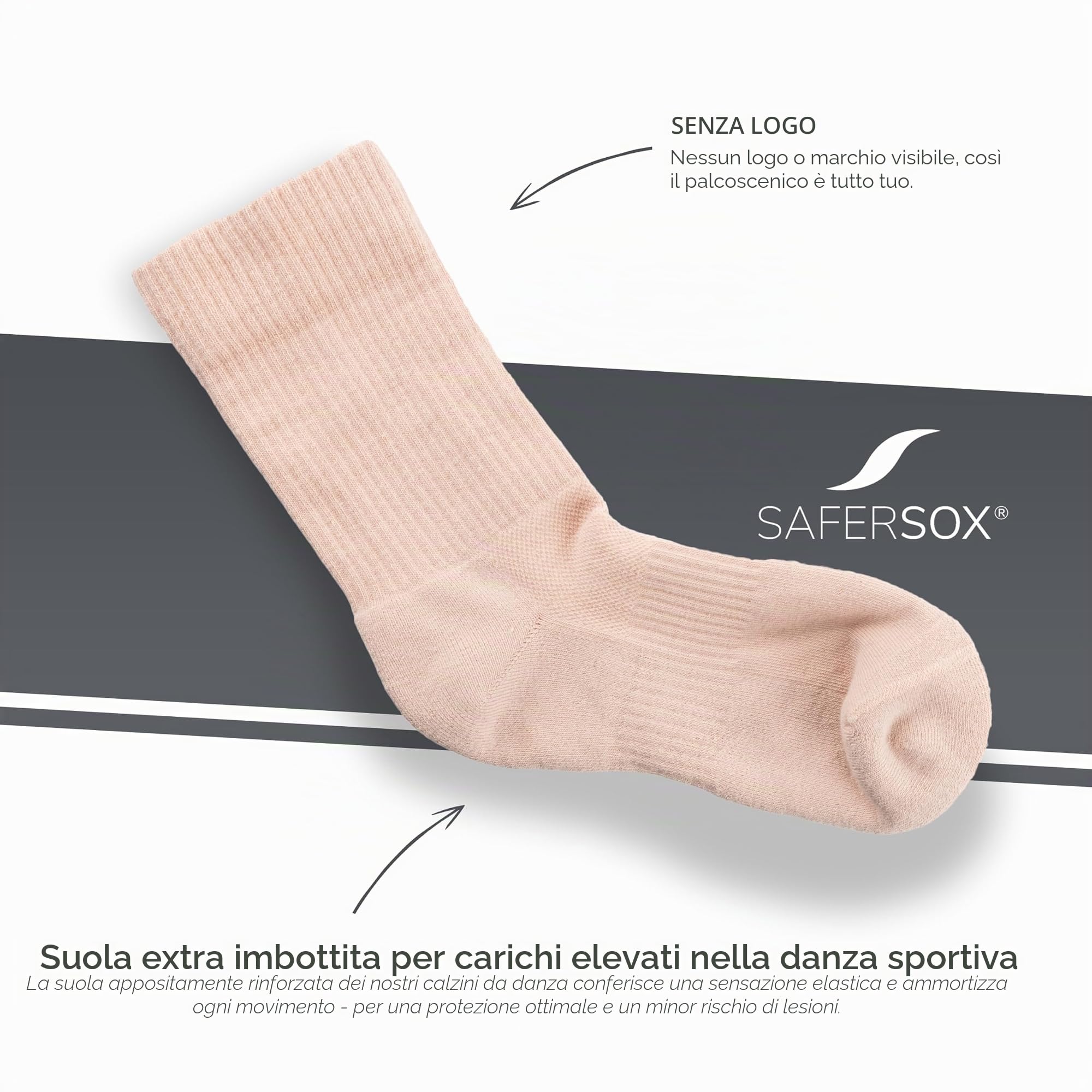 Safersox Calzini da danza balletto e danza contemporanea – 3 paia per donna e uomo