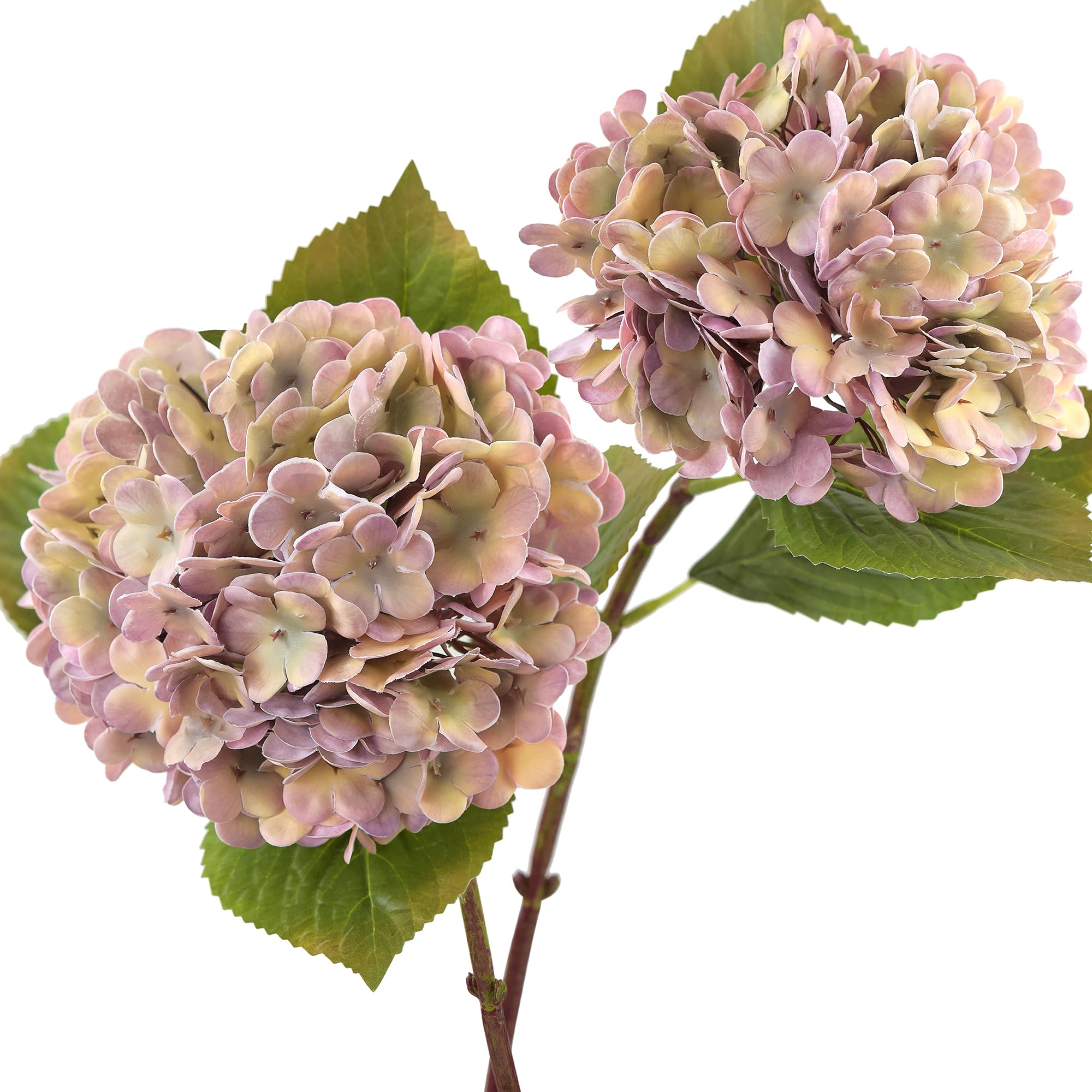 Fiveseasonstuff Ethereal Amethyst (Soft Lavender) 2 Long Stems Real Touch Hydrangea Artificial Flowers Lifelike, Elegant, And Versatile Decor For Any Occasion