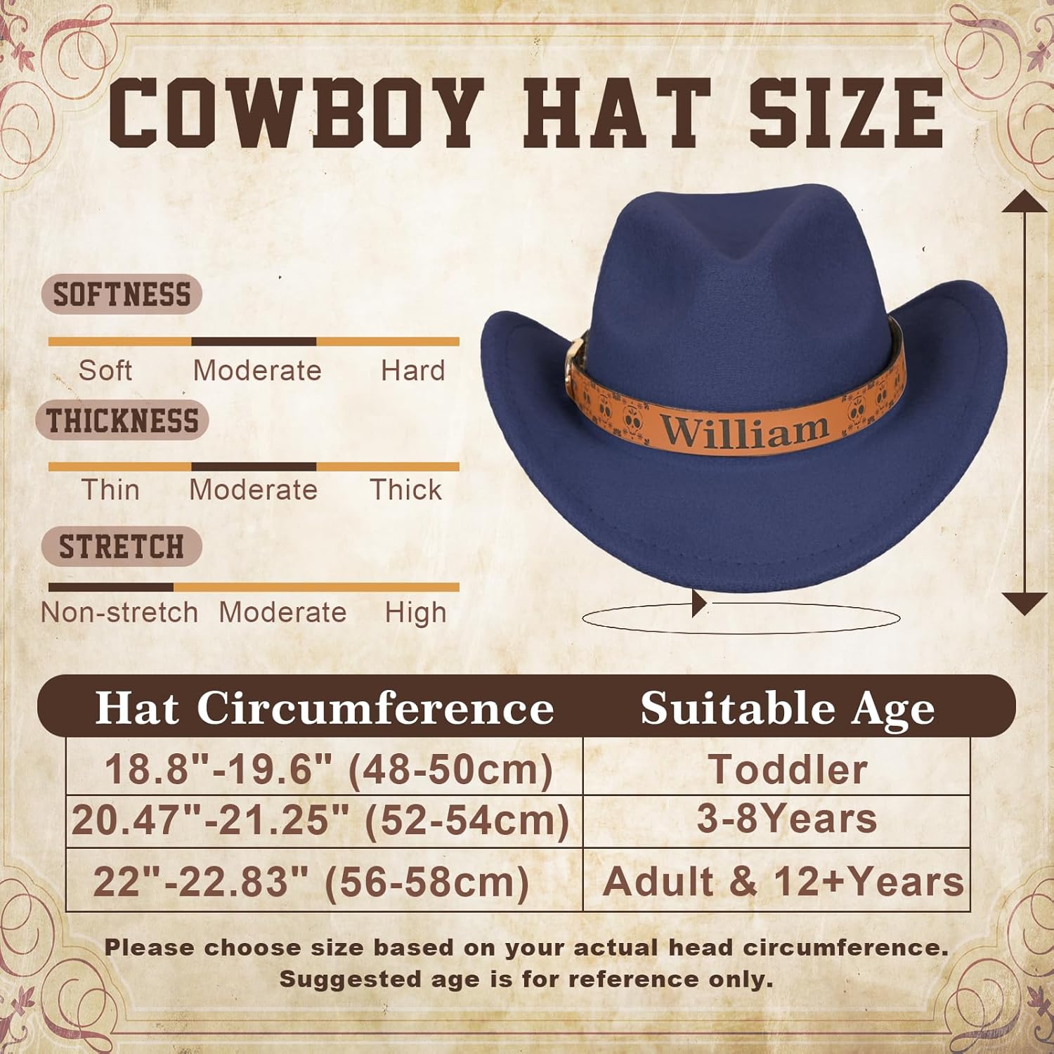 Custom Toddler Boys Cowboy Hat, 2-8t Western Hat for Kids, Leather Hatband Baby Cowgirl Hat for Girls - Image 4