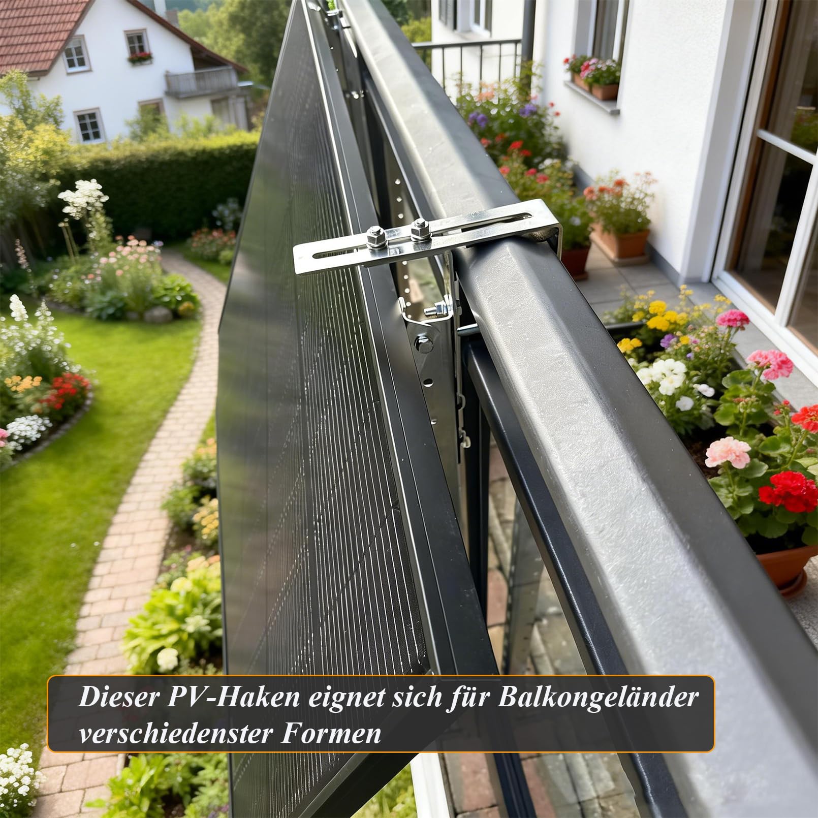 Supporto di montaggio per pannello solare, larghezza regolabile (6-18 cm), in acciaio inox 304 e morsetto universale per pannello solare, per centrali elettriche da balcone e ringhiere (4 pezzi)