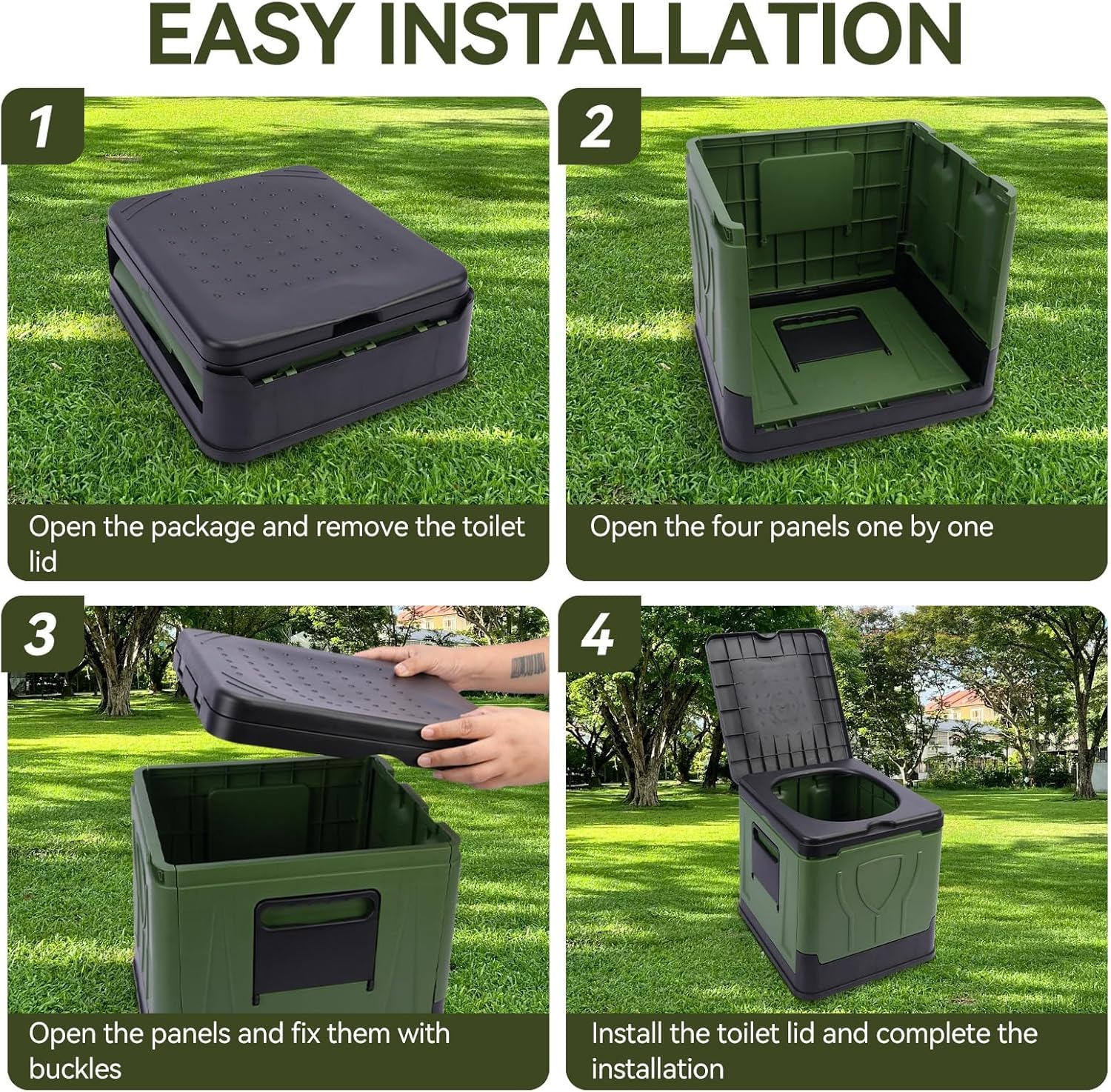 TOSUTOToilette Portable Camping 30L,Pot de Chambre Adulte,Toilette Seche Pliable Max 150 kg,WC Portable avec Siège,Couvercle et Sacs Poubelles,pour Camping en Plein Air,Festivals,Embouteillages,Tentes