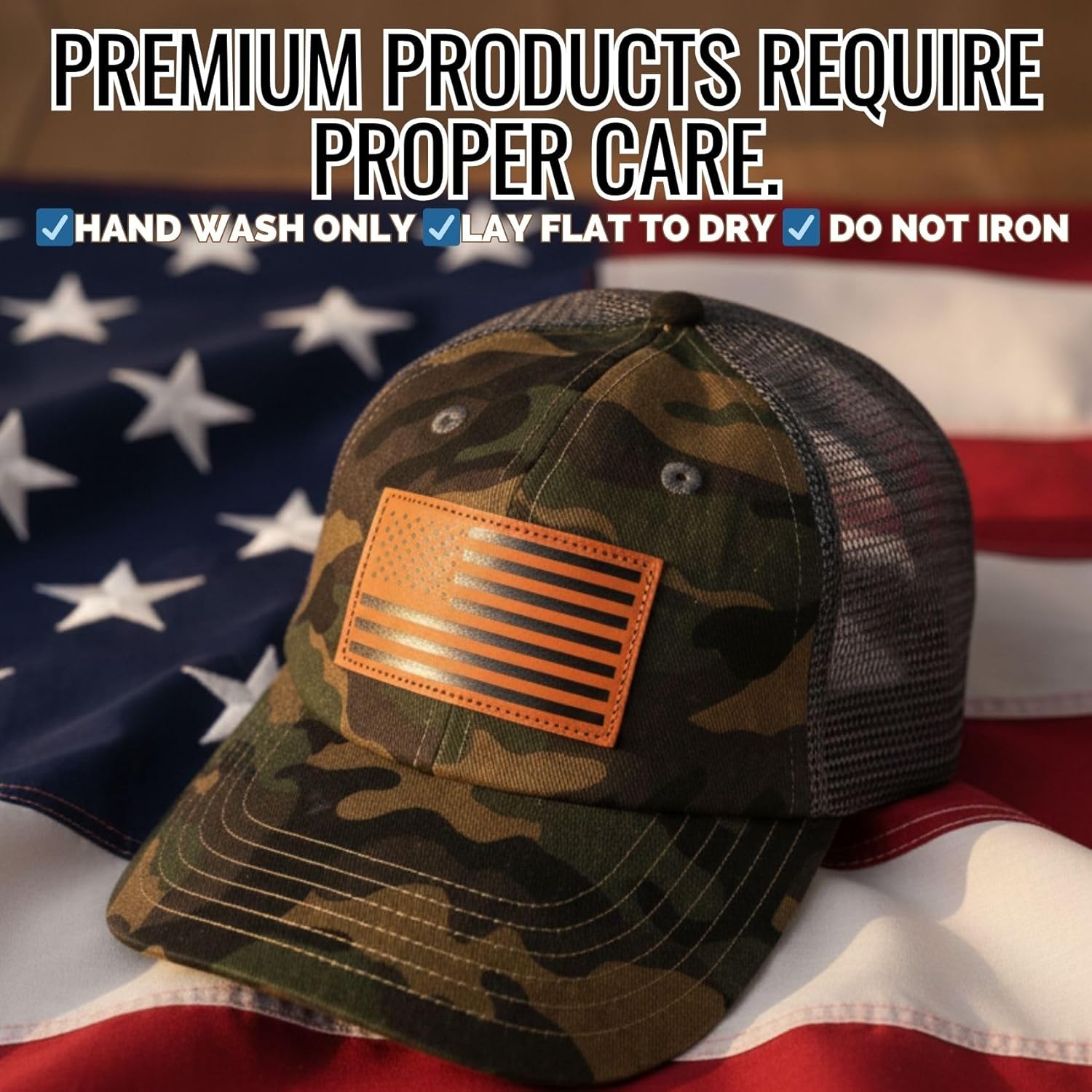 InnoBeta American Flag Hat for Men, Patriotic US Flag Camo Hat Adjustable Embroidered Trucker Hat, Gifts for Men Who Have Everything on Birthday, Christmas - Image 3