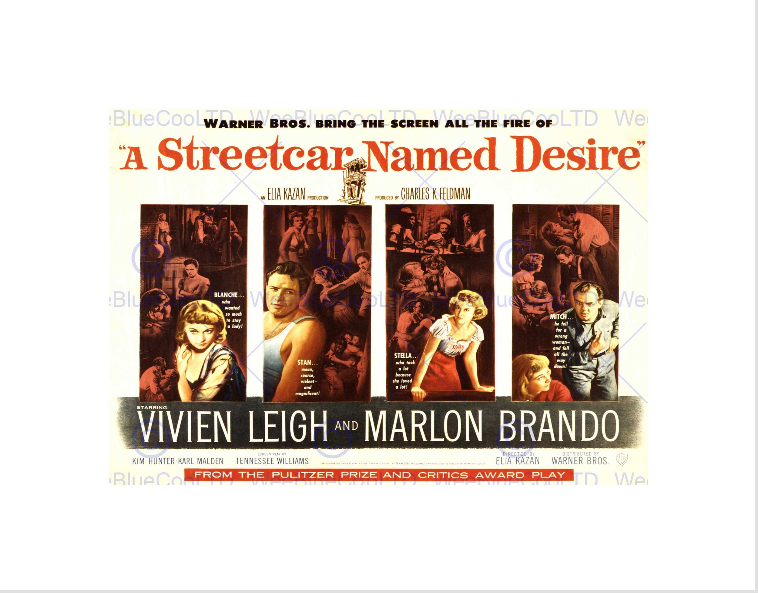 Wee Blue Coo Ad Movie Film Streetcar Named Desire Leigh Brando William Wall Art Print