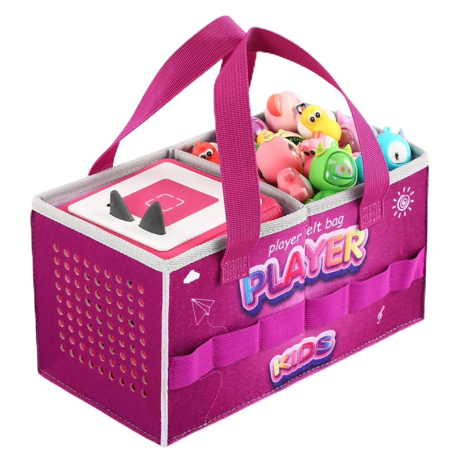 Carrying Case for Tonies Starter Set & Storage Bag for Tonies Figurine, Home Outdoor Hand Bag for Tonies Audio Player and Dolls Musical Toy Folding Bag for Toniebox Accessories (Purple)