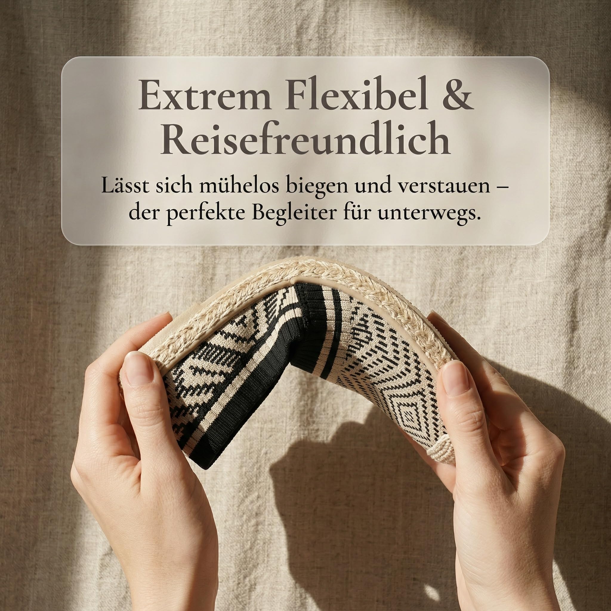 GLAMORA Damen Espadrilles Muster Slip On Strick Ballerinas Leicht Sommer Schuhe Atmungsaktiv Flach Flexible Sohle Bequem Slipper Freizeit Loafer Stoffschuhe