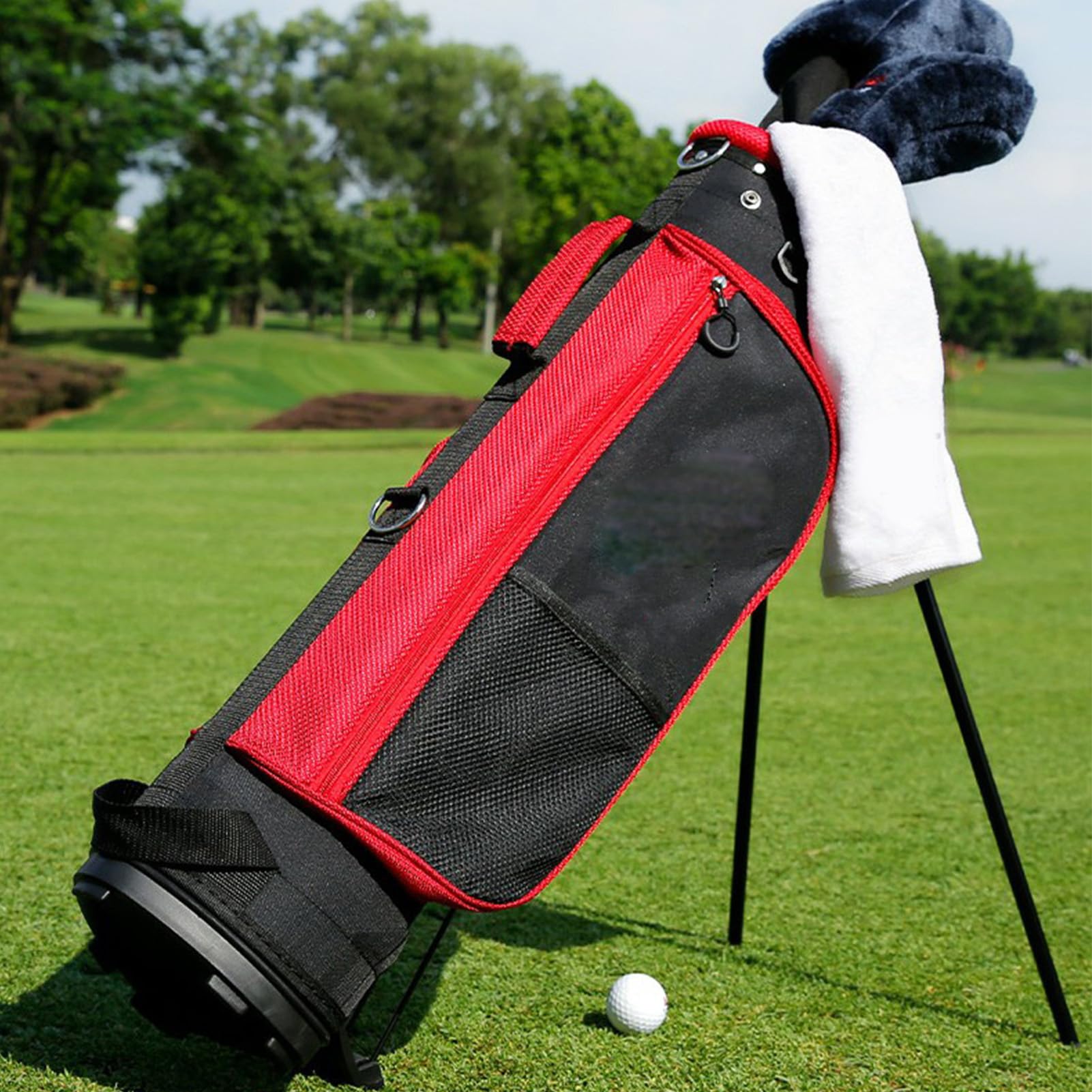 RiToEasysports Juego de club de golf para niños, putter de hierro híbrido de conductor completo con 5 clubes y sombreros para niños y niñas junior
