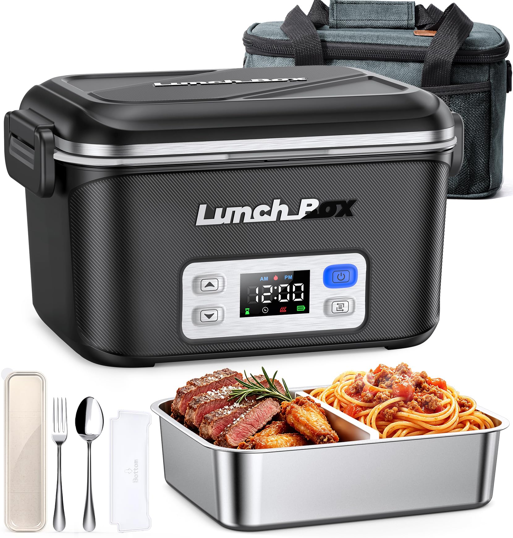 Photo 1 of BYLTRNOW Electric Lunch Box Rechargeable, 1.3L- 15000mAh Black