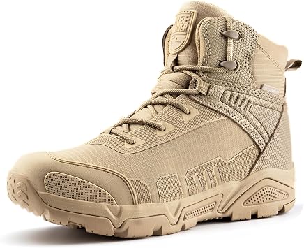 FREE SOLDIER Mens Waterproof Tactical Work Boots Lightweight Comfortable Combat Hiking Boots