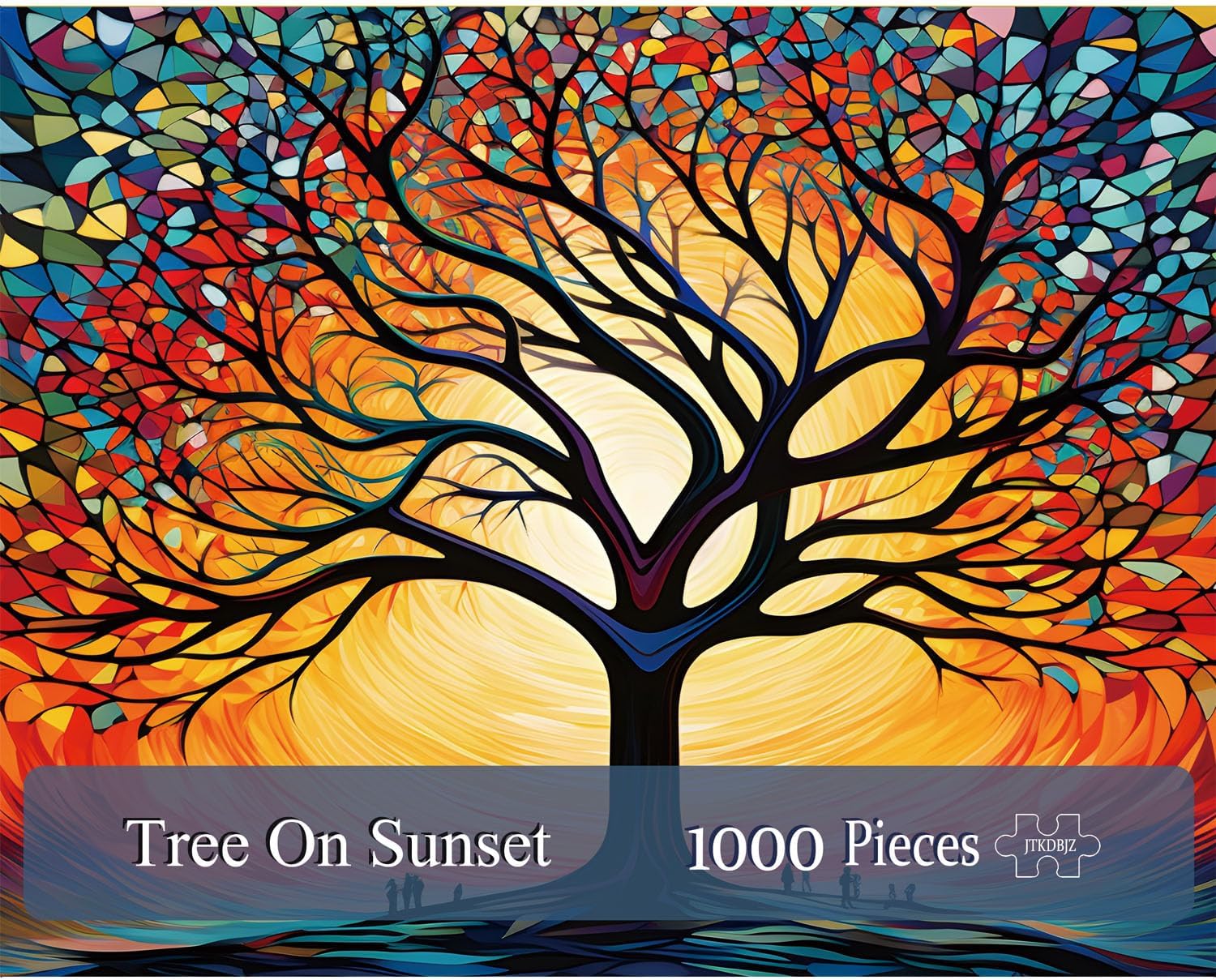 Puzzles for Adults 1000 Pieces - Stained Glass Tree on Sunset Jigsaw Puzzles 1000 Pieces - Challenging Jigsaw Puzzles for Game Nights, Vibrant Colors & Premium Quality