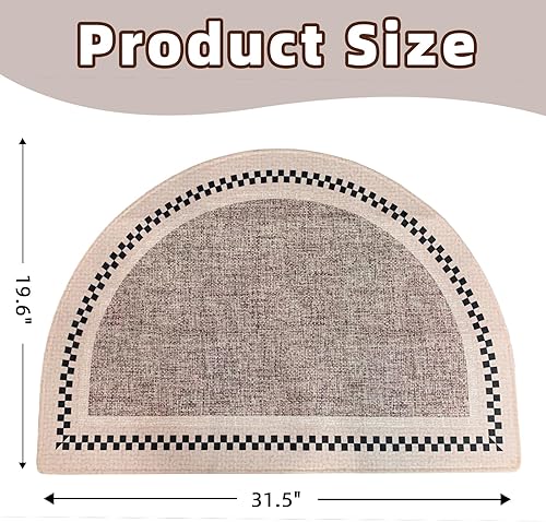 Miniatura 2 de XYSaiXuan Tapete de medio círculo, antideslizante para puertas principales, para entradas interiores, perfil bajo, lavable para puerta delantera,
