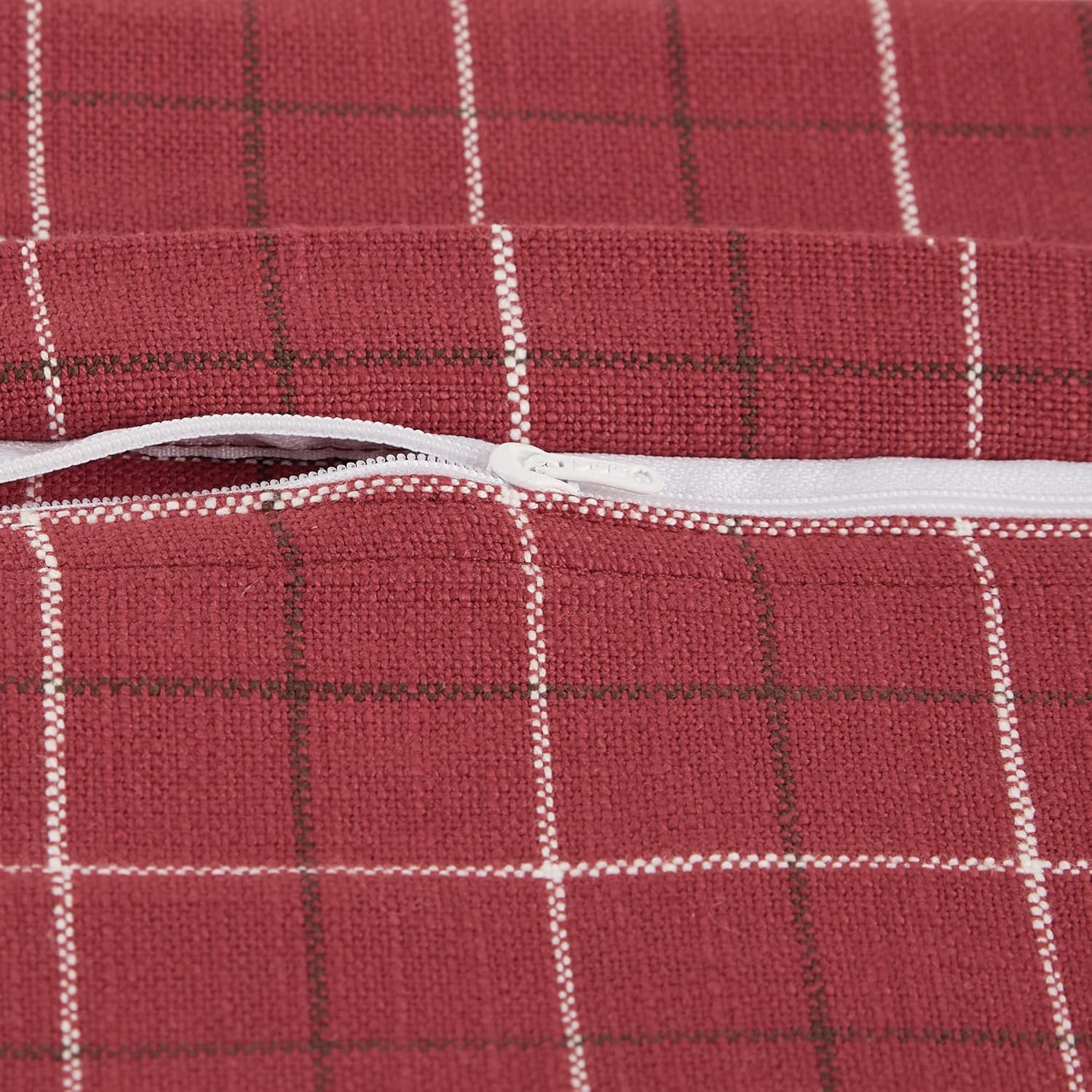 DII Throw Pillow Cover Collection Decorative Cotton Set, Machine Washable, 18x18, Barn Red Mixed Plaid 4 Count : Everything Else