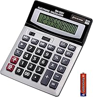 Vista 1 de 12 Digit Desktop Calculator with Large LCD Display and Sensitive Button, Dual Solar Power and Battery, Standard Function for Office (YE1200v)