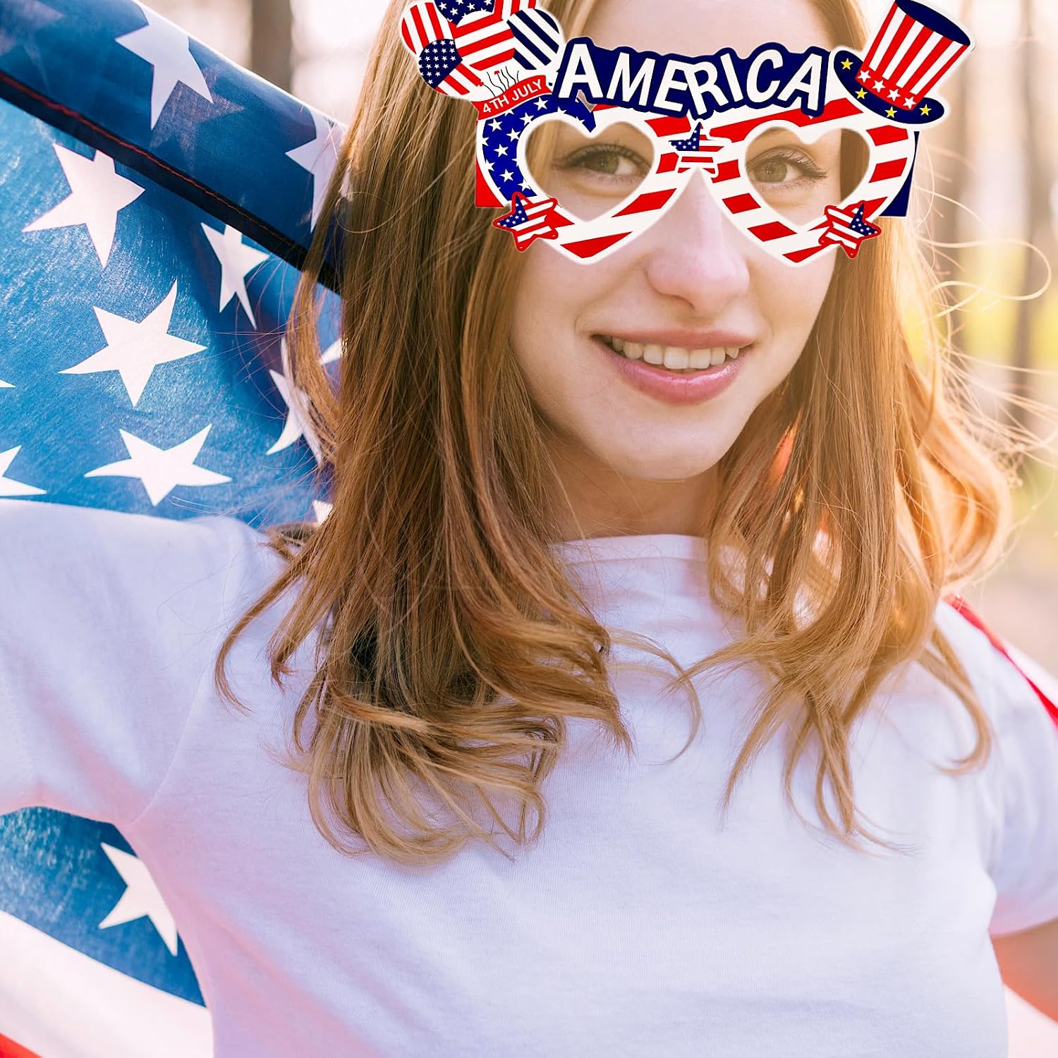 4th of July Party Accessories American Flag Paper Sunglasses, USA Glasses Forth of July Decorations Photobooth Props for Patriotic Party in the USA Favors Decorations 8Pcs