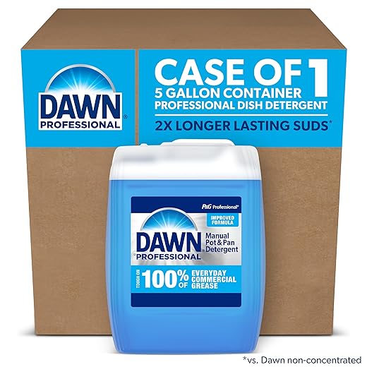 Dishwashing Liquid Soap Detergent by Dawn Professional, Bulk Degreaser Removes Greasy Foods from Pots, Pans and Dishes in Commercial Restaurant Kitchens,Regular Scent, 5 gal.
