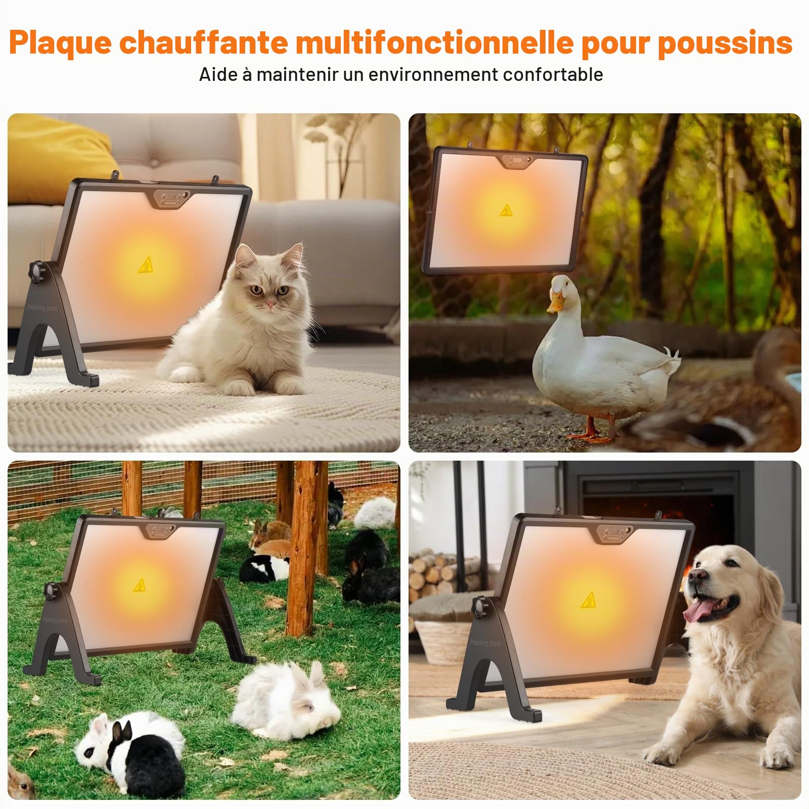 Plaque Chauffante Poussin 180W Double Face, Chauffage pour Poulailler avec Thermostat Réglable 30-75°C & Télécommande, Panneau Chauffant pour Élevage de Volailles, Sécurité