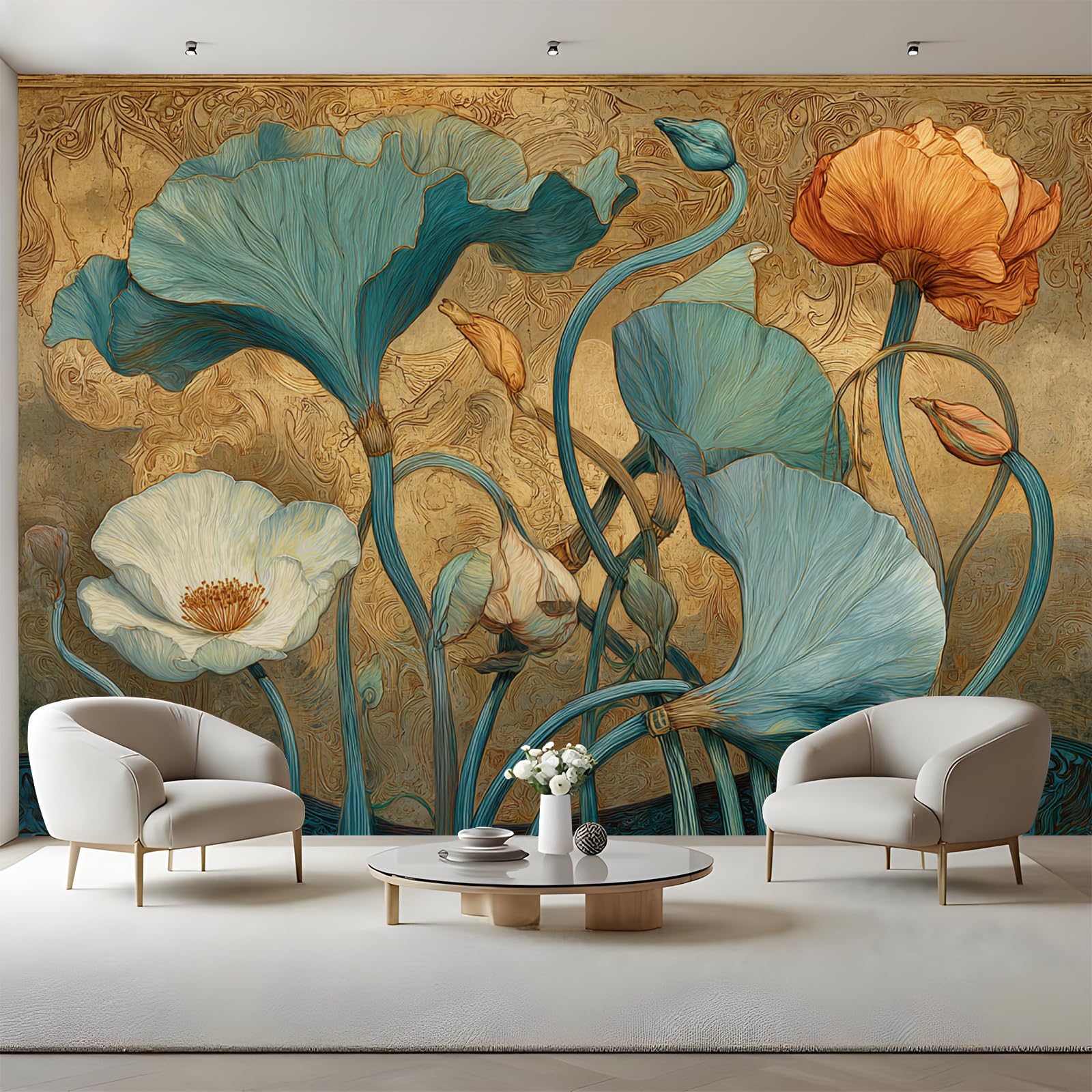 Lotus Fototapete 250 x 175 cm Chinesischer Stil Wandtapete Selbstklebende