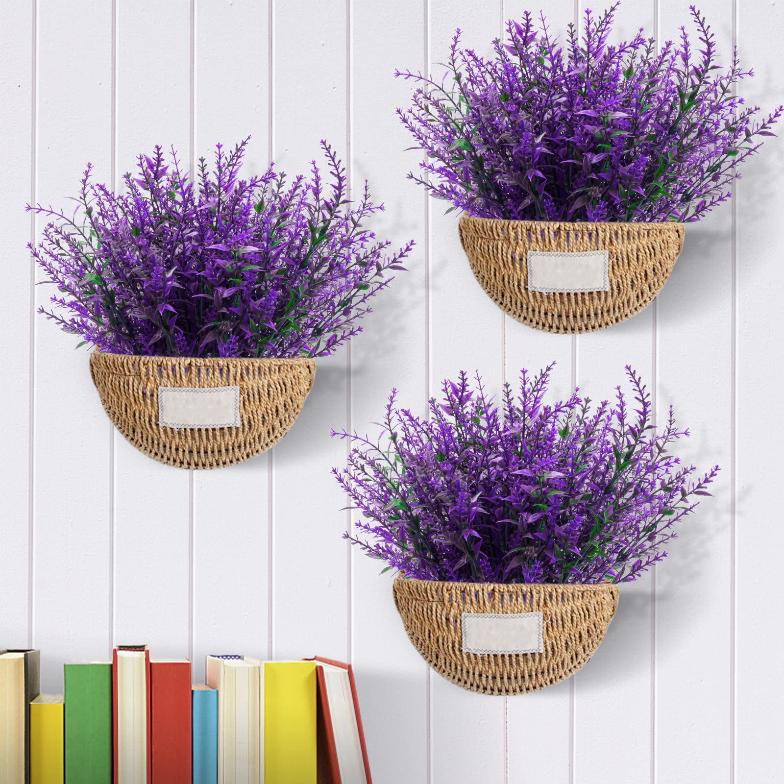 Fiori Artificiali, 12 Mazzi di Fiori di Lavanda Artificiali da Esterno, Piante da Balcone da Giardino Interno Impermeabile UV Protetto Fiori di Plastica, Viola