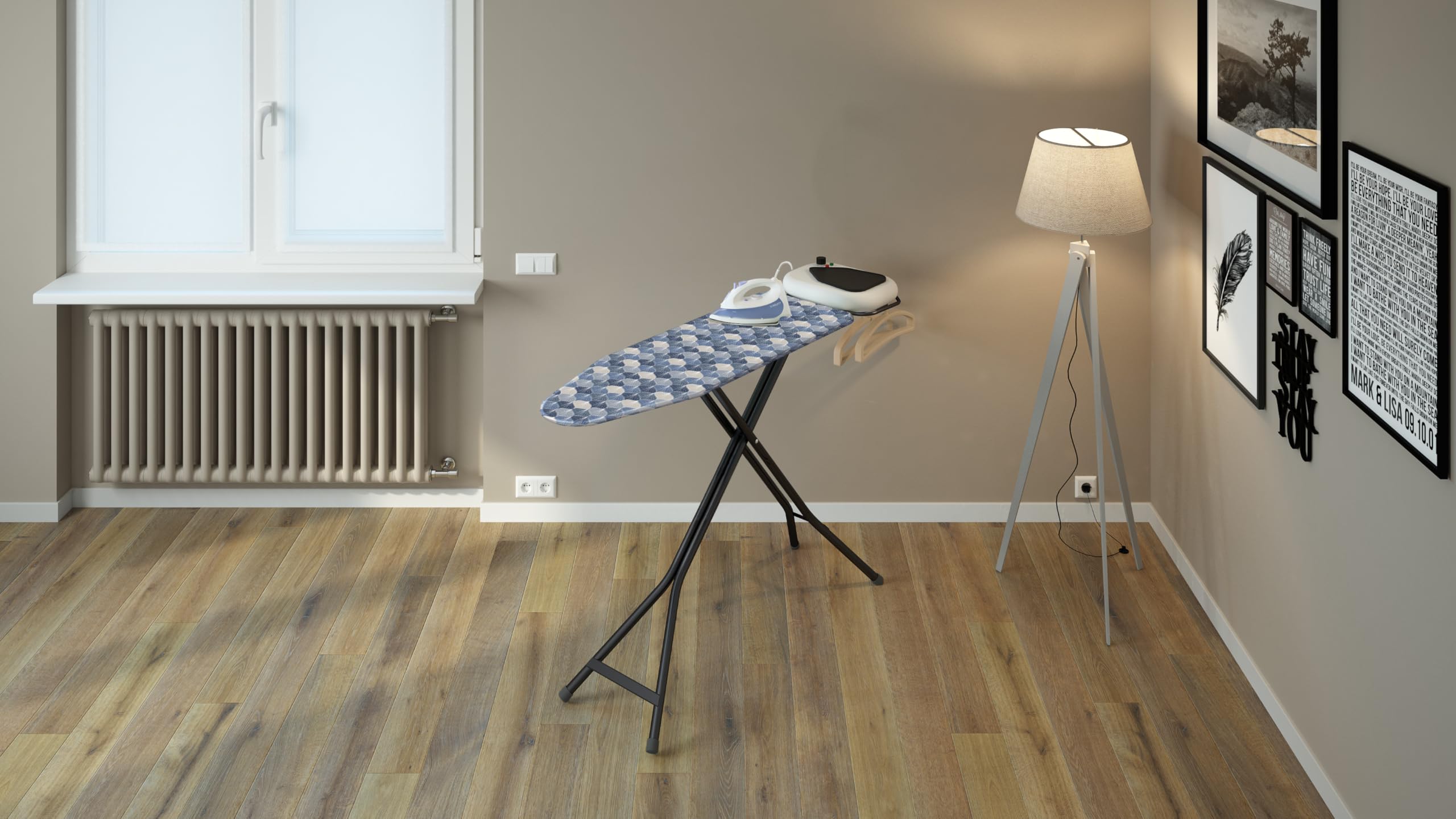 Colombo Asse da Stiro Jupiter 120x40cm con Porta Caldaia 10kg e Barra Porta-Grucce | Asse da Stiro Pieghevole Stabile Altezza Regolabile Fino a 95cm con Copriasse in Cotone Biologico | Made in Italy