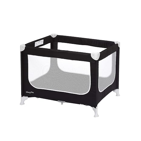 Dream On Me Zodiak Portable Playard with Carry Bag & Shoulder Strap, Black | Removable 1" Mattress Pad, Mesh Sides, Quick Fold, 30 Lb Limit - ASTM Tested