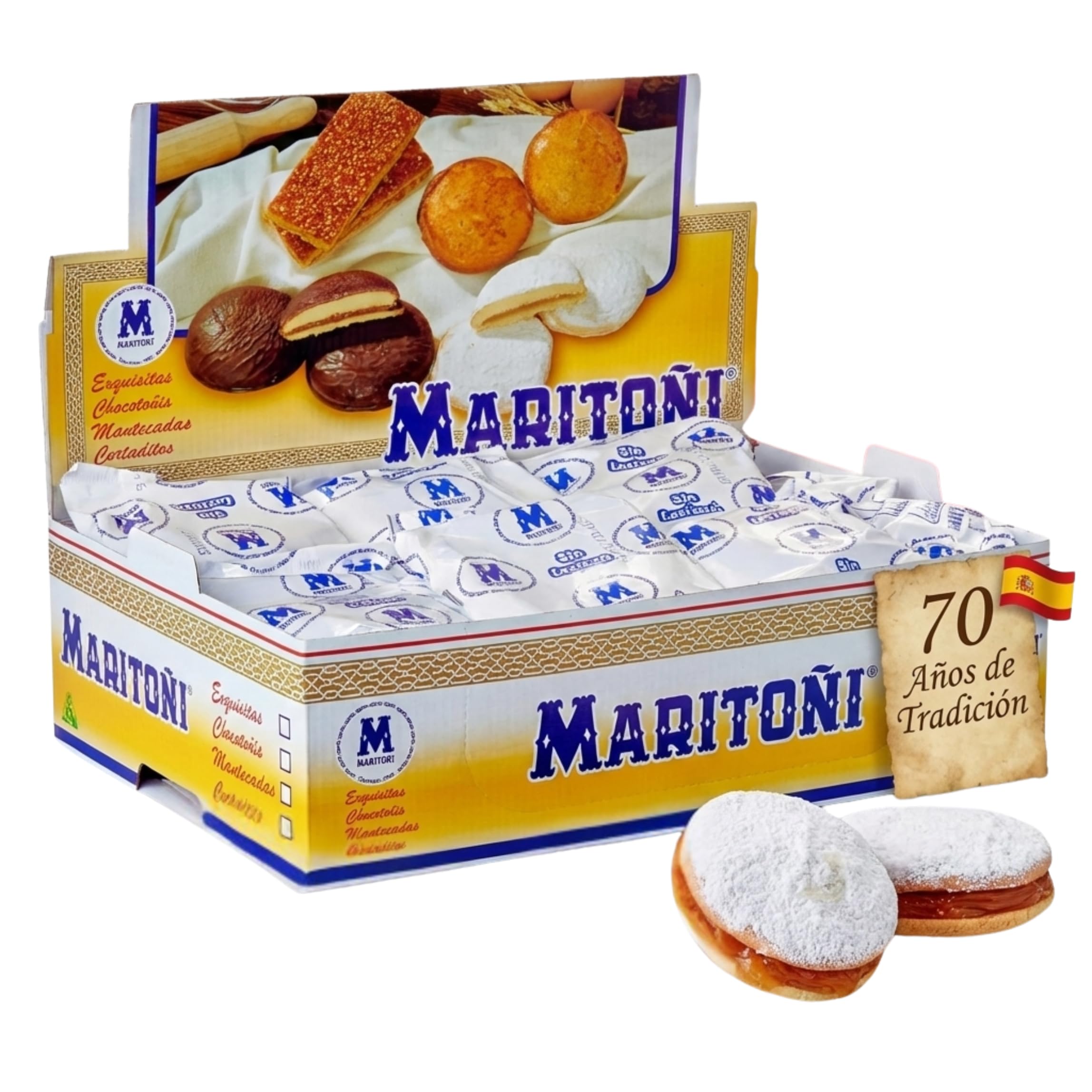Maritoñi 20 Unidades - Regalo Gourmet de Granada, Dulce Granadino 70 Años Tradición - Galleta y Bizcocho, Producto Español Auténtico