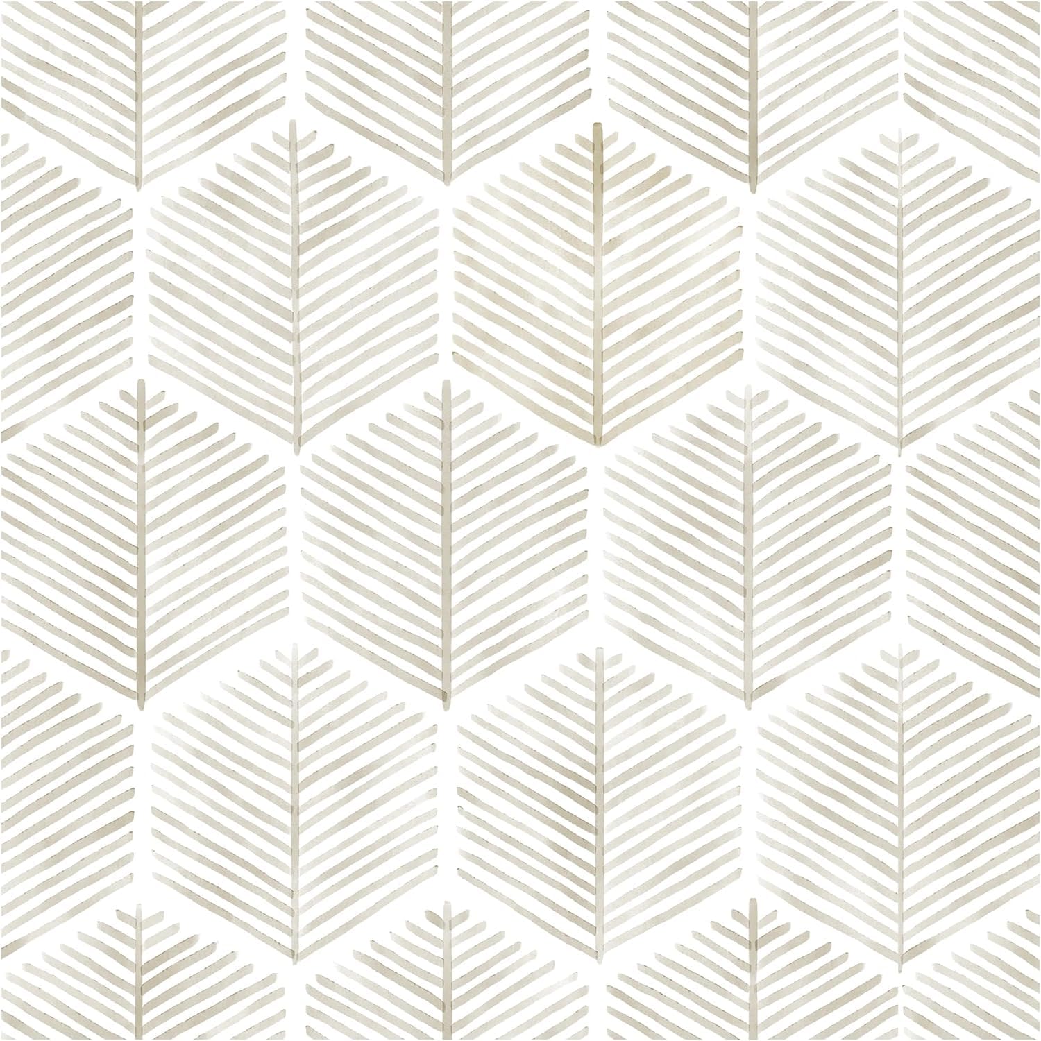 TEKCOOL Modern Peel and Stick Wallpaper Boho Contact Paper for Cabinets and Drawers Self Adhesive Wallpaper Removable Wallpapers for Bedroom Geometric Walpaper for Bathroom Beige/White 45 * 300.