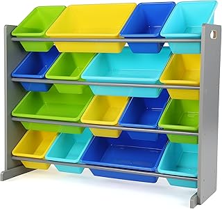 Sponsored Ad – Tot Tutors Humble Kids Toy Organizer, 16 Storage Bins, Grey/Blue/Green/Yellow (WO498)