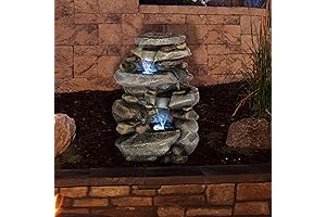 Pure Garden: Calming Waterfall Fountain w/LED Lights for Your Oasis