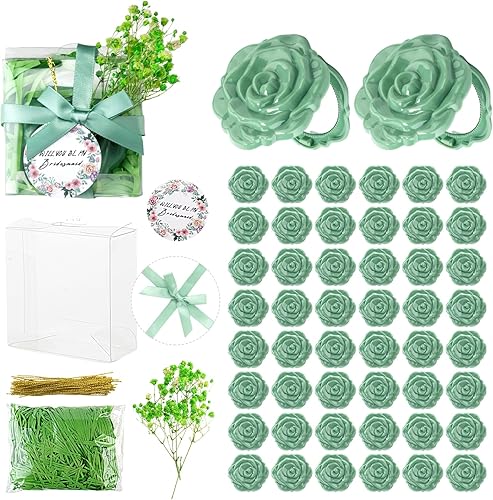 351 unidades de recuerdos de fiesta de boda, incluyendo espejo en forma de rosa, etiquetas de agradecimiento, caja de plástico transparente, cinta