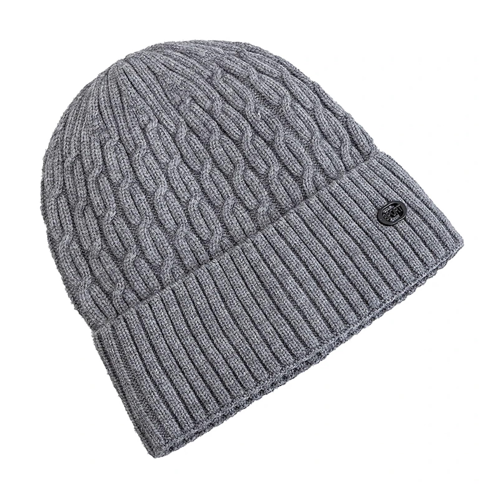 Elegancka i miękka czapka unisex, ciepła czapka zimowa z podszewką z futra dla mężczyzn i kobiet, gruba czapka z dzianiny do jazdy na nartach i sportów poślizgowych (czarna)