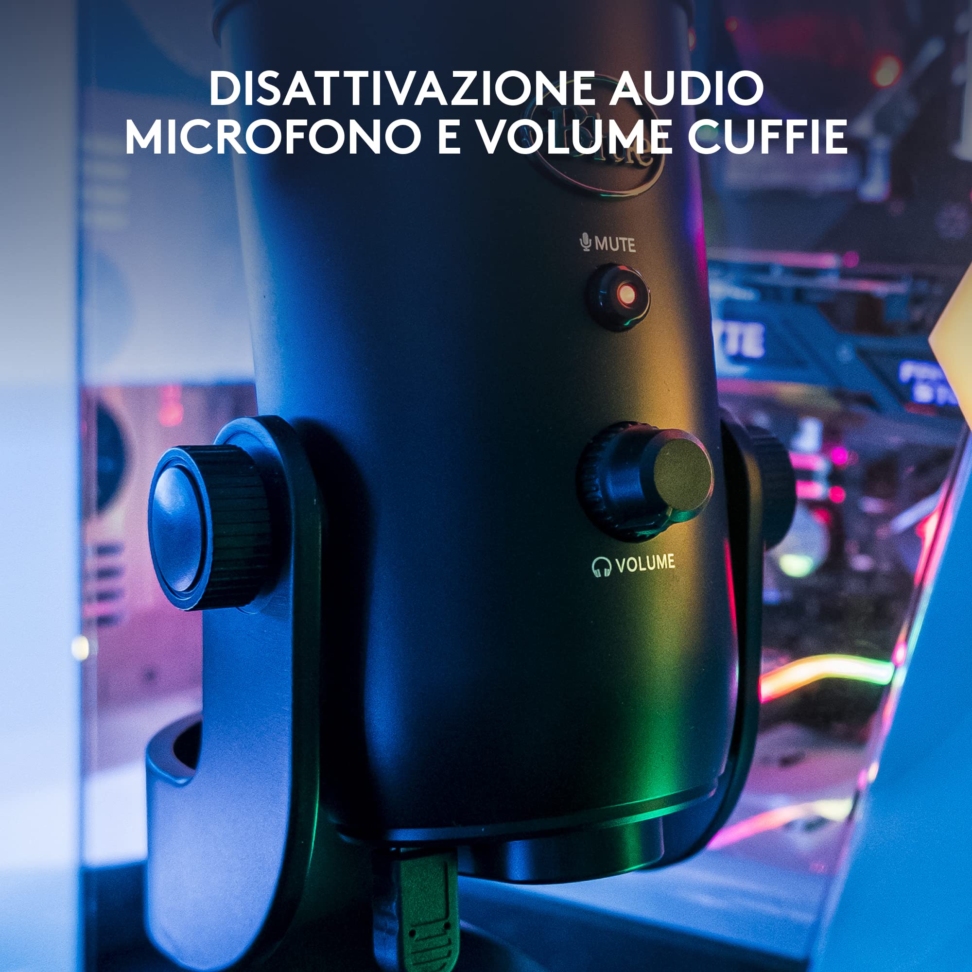 Logitech G Blue Yeti Microfono USB per Registrazione, Streaming, Gaming, Podcasting su PC e Mac, Mic a Condensatore, Laptop, Computer, Effetti Blue VOICE, Stand Regolabile, Plug, Play, Nero