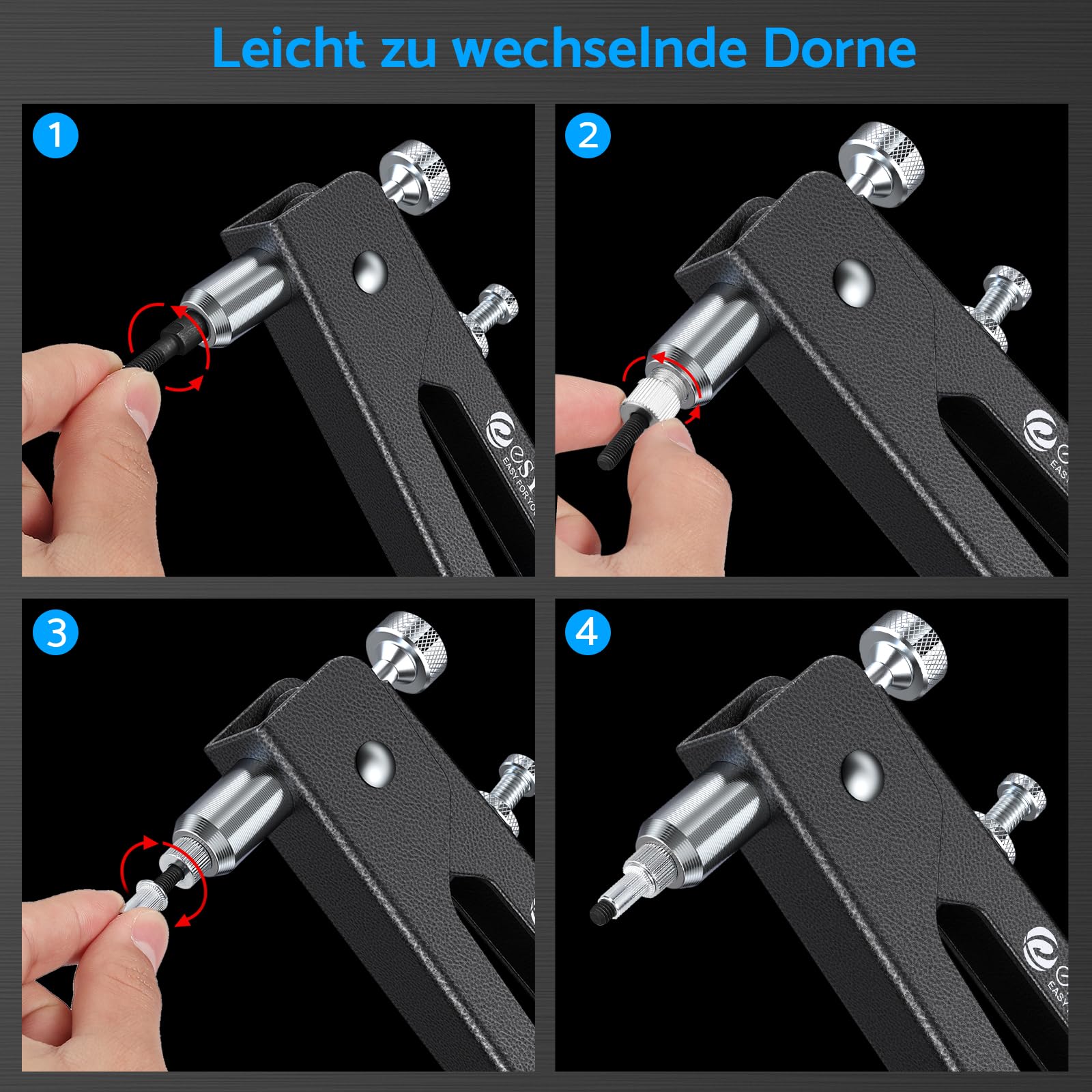 eSynic Nietzange Set 86 Stück Nietmutternzange Set Gewindenietzange Nietpistolen Werkzeug Gewinde Blindnietzange Popnietenzange Einnietmutternzange M3 M4 M5 M6 M8 Dorne und 80pcs Blindnietmuttern
