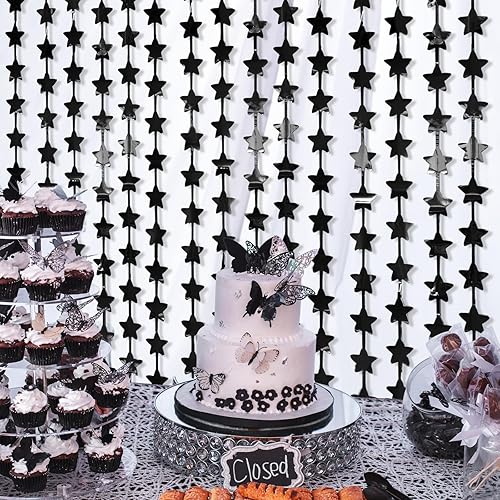 Miniatura 6 de LOLStar Decoraciones de cumpleaños de estrellas negras para decoración de cumpleaños, paquete de 2 unidades de 3.3 x 6.6 pies cada uno, telón de