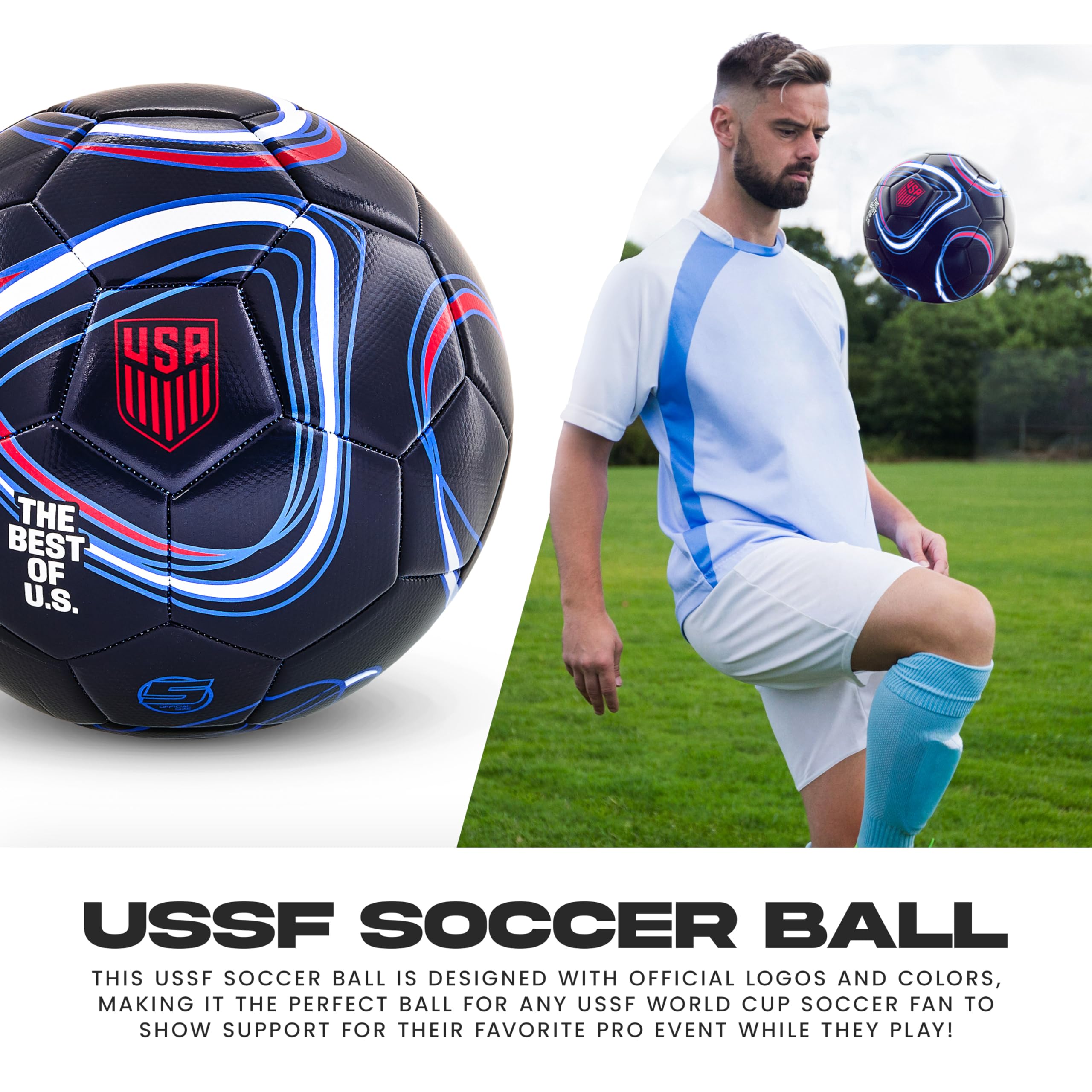 Franklin Sports Offizieller US Soccer Federation (USSF) Fußball + Pumpe - Regulatorischer Ball Größe 5 für Jugendliche + Erwachsene - Premium Bezug + Konstruktion - Perfekt für