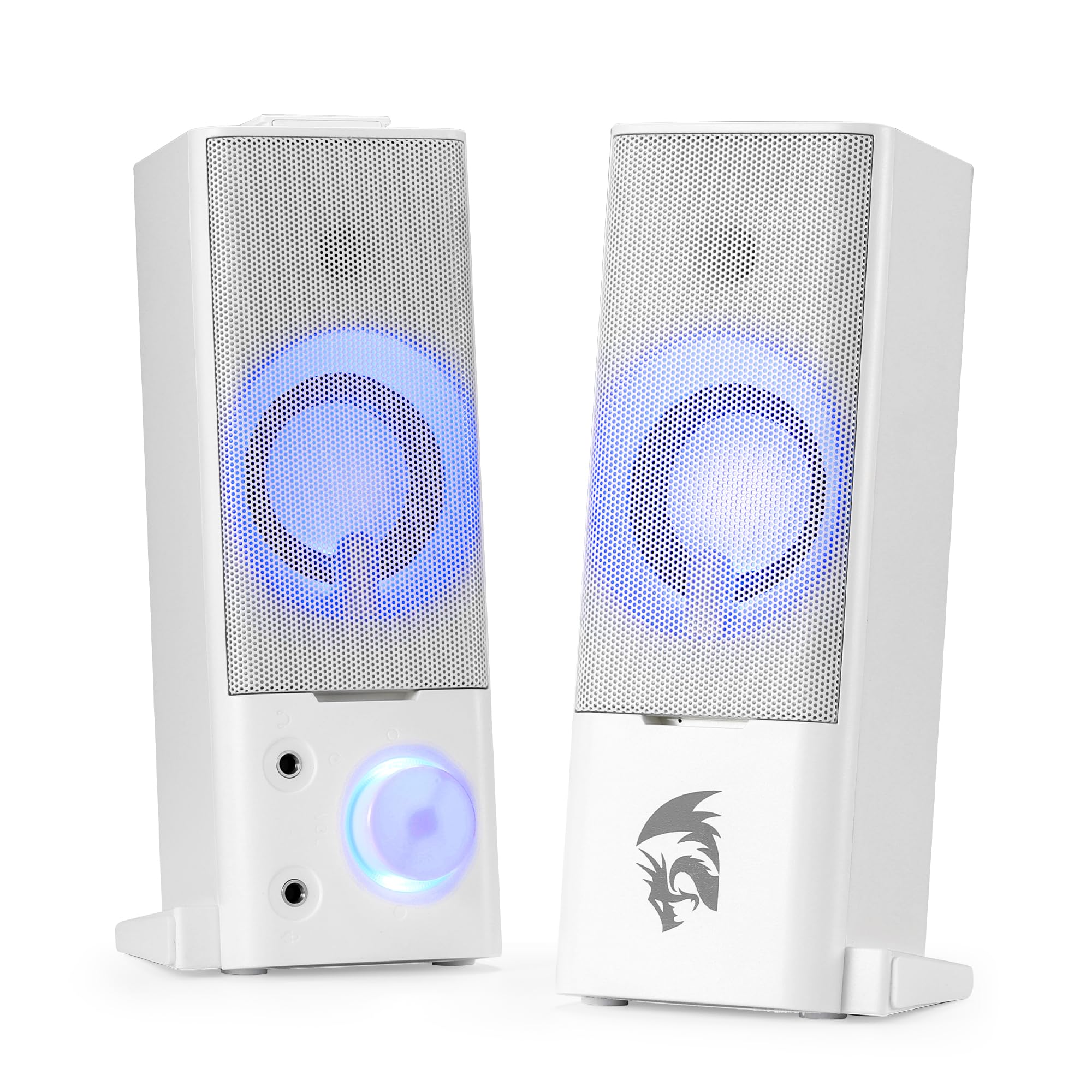Redragon GS550 PC Gaming Altavoz 2.0 Canales Escritorio Ordenador Barra de sonido Tamaño Compacto Conector para Auriculares Bajo de Alta Calidad Luz de Fondo Rojo Decente Alimentado por USB Cable de