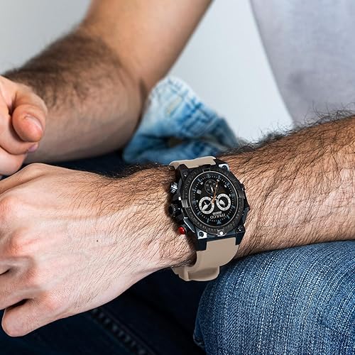 Miniatura 7 de MULCO Relojes para Hombre - Buzo, Caja de Acero Inoxidable con Correa de Silicona o Correa de Acero Inoxidable, Movimiento de Cronógrafo de Cuarzo,