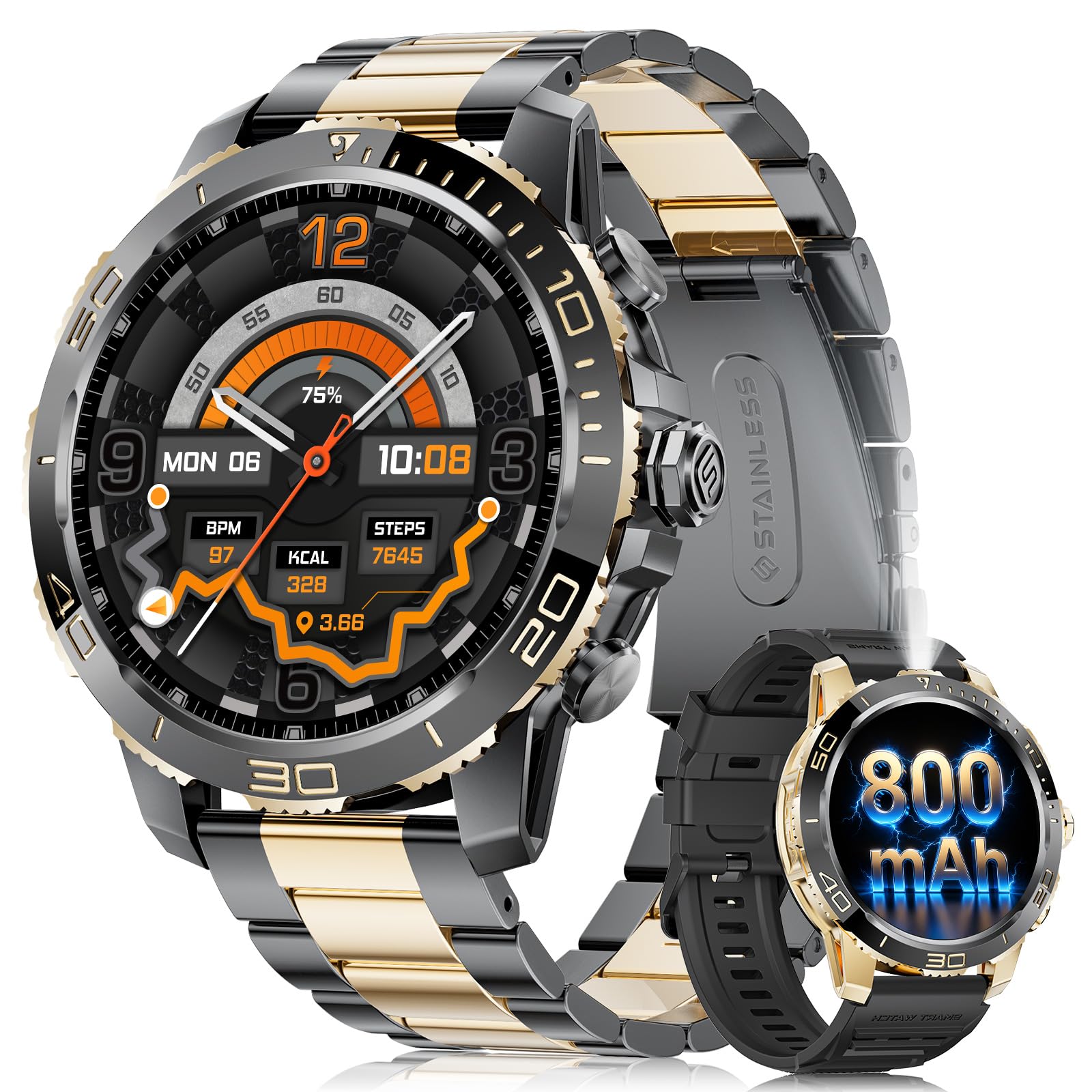 EF21 -L Smartwatch Hombre Reloj Inteligente Militar AMOLED 1.43″, IP68 Impermeable, 800mAh, Llamadas Bluetooth, 120+ Modos Deportivos, Frecuencia Cardíaca