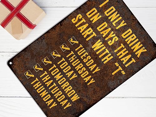 Miniatura 6 de Letreros divertidos de metal con diseño de cueva de hombre, accesorios de decoración de bar, decoración de pared de club, solo bebo en días que