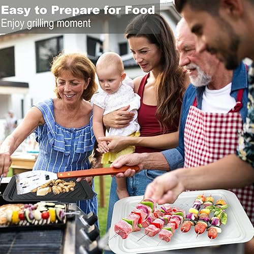 Miniatura 6 de Bandejas de preparación y servir a la parrilla, bandeja de barbacoa para alimentos crudos y cocidos, plato de melamina para alimentos, juego de 2,
