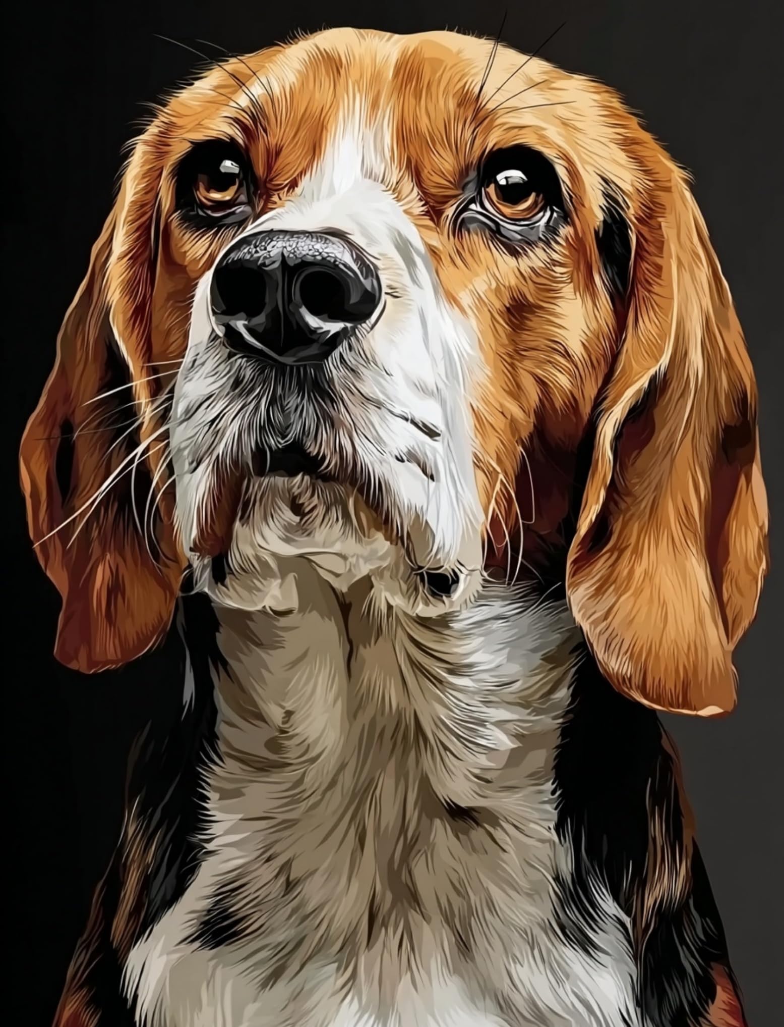 WANGWANGMIAO Painting by Number Kits for Adult, DIY Canvas Oil Painting Kit for Beginner with Paint Brushes Acrylic Pigment Drawing Paintwork 16x20inch (Beagle)，with Frame