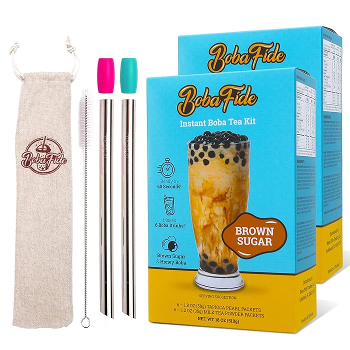 Buy BOBA FIDE Instant Boba Milk Tea Kit 12 Pack Chewy Brown Sugar Boba & Honey Boba Tapioca