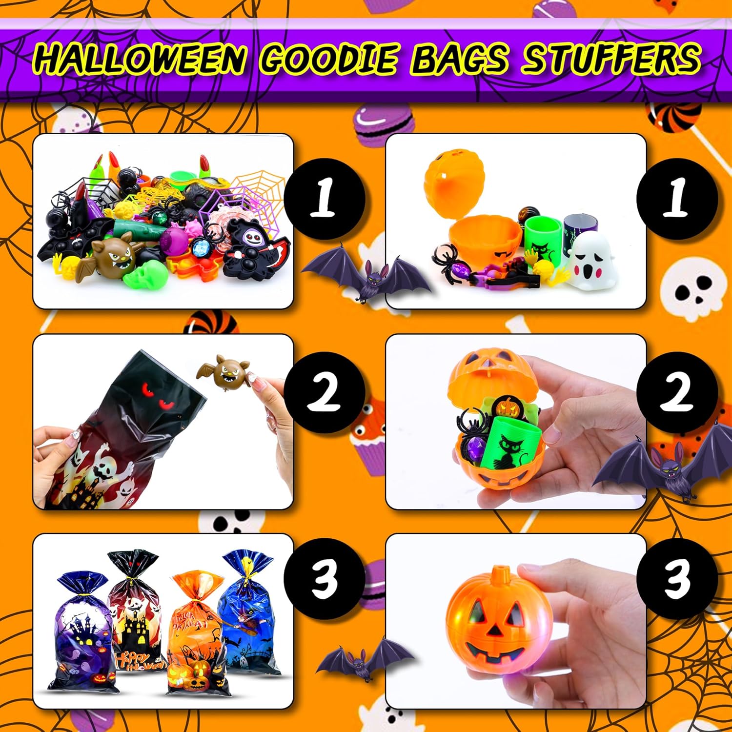 586 PCS Halloween Party Favors for Kids, Bulk Toys for Trick or Treat Non Candy Fillers Classroom Prizes Goodie Bags Stuffers Treasure Box Gifts