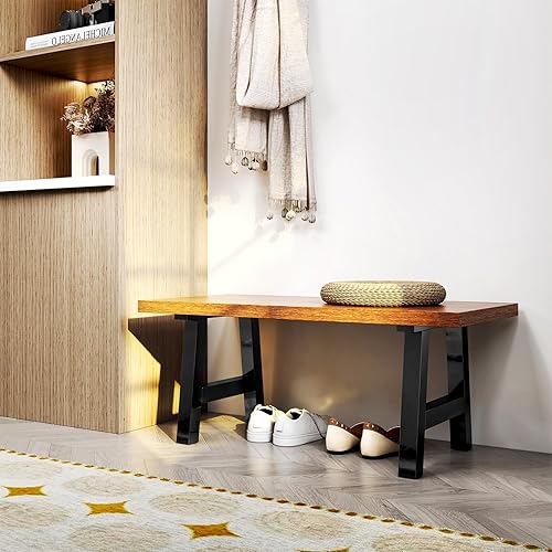 Miniatura 5 de TC-HOMENY Patas de mesa de banco de 16 pulgadas, juego de 2 patas de metal negro café para comedor (16 pulgadas)