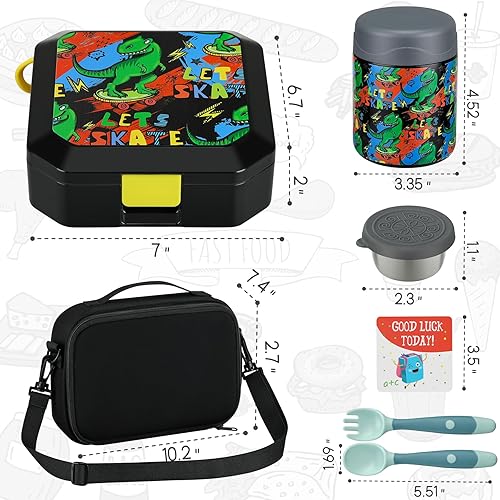 Miniatura 6 de Itslife Lonchera Bento para niños con termo de sopa de 12 onzas y bolsa de almuerzo, recipientes de comida a prueba de fugas para la escuela de