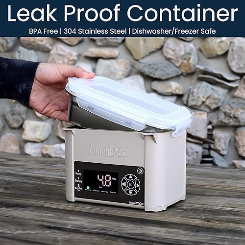 Miniatura 8 de LunchEAZE Core Gen 2 Fiambrera eléctrica y térmica inalámbrica, alimentada por batería, capacidad de 4 tazas, 220 F, calefacción programada