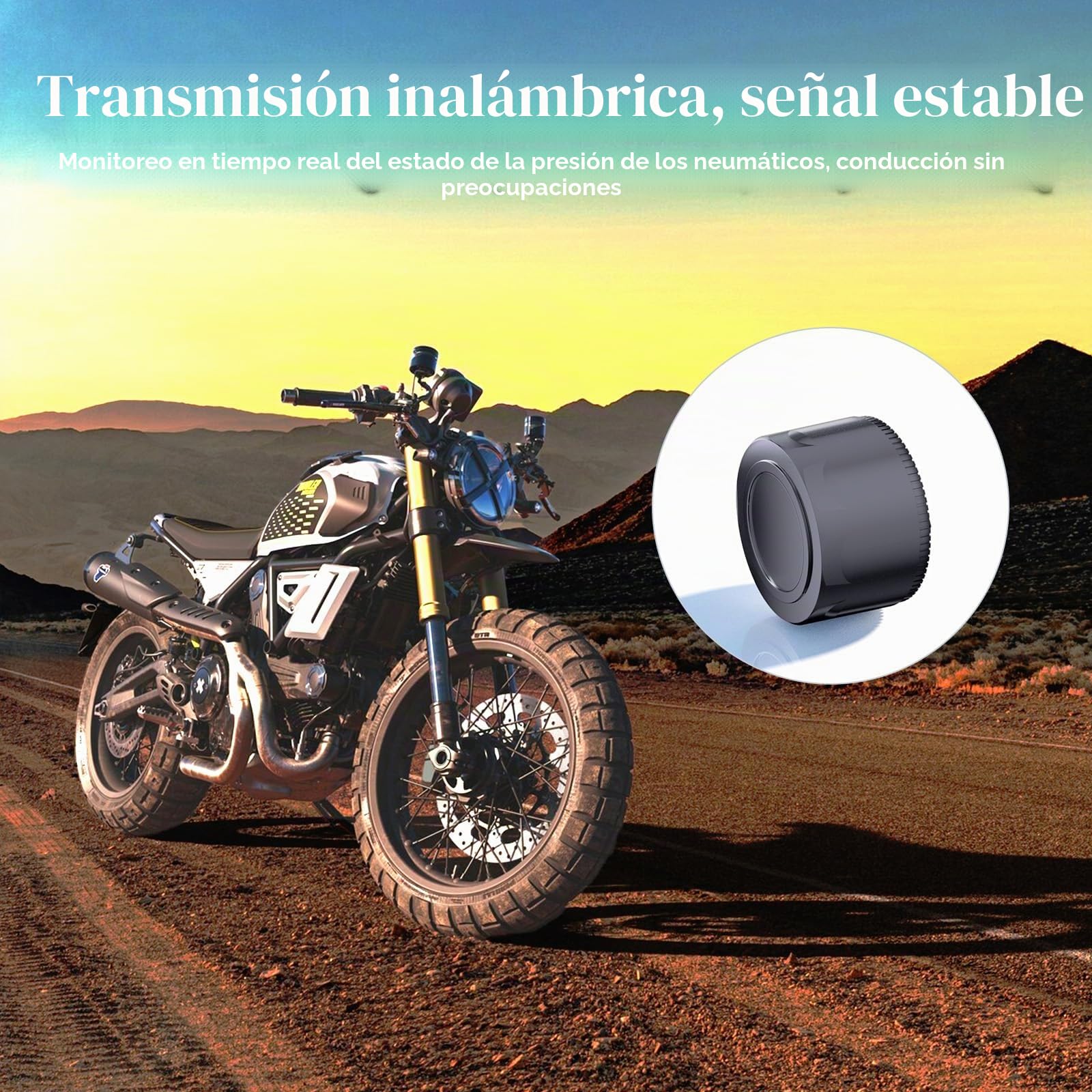 OBEST Sistema de Control de Presión de Neumáticos, Motocicleta TPMS con Aplicación, 2 Sensores Externos, Bluetooth 5.0, Inalámbrica y Detector de Temperatura, Compatible con iOS y Android