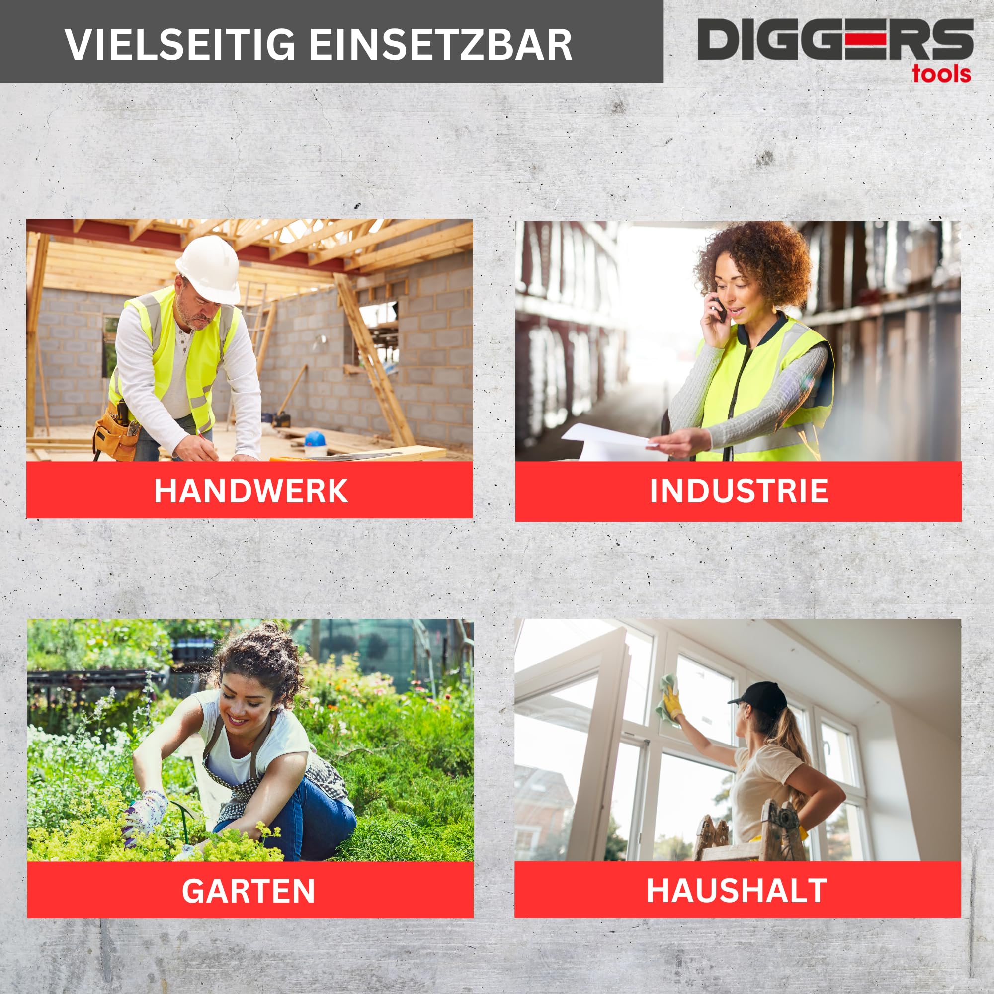 Diggers Tools - Hammerhalter für Gürtel - [ Profi Quick Klik System ] Flexibel Kombinierbare Hammerschlaufe für Gürtel- Hochwertige Gürteltasche Werkzeug für Elektriker, Dachdecker & Zimmerer